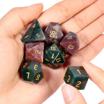 Kit Dados de RPG Feito de Minerais Arenito Jasper Agata Indiana