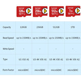 Micro Cartão SD Lexar Classe 10 Original Alta Performance 128GB 256GB 512GB 1TB